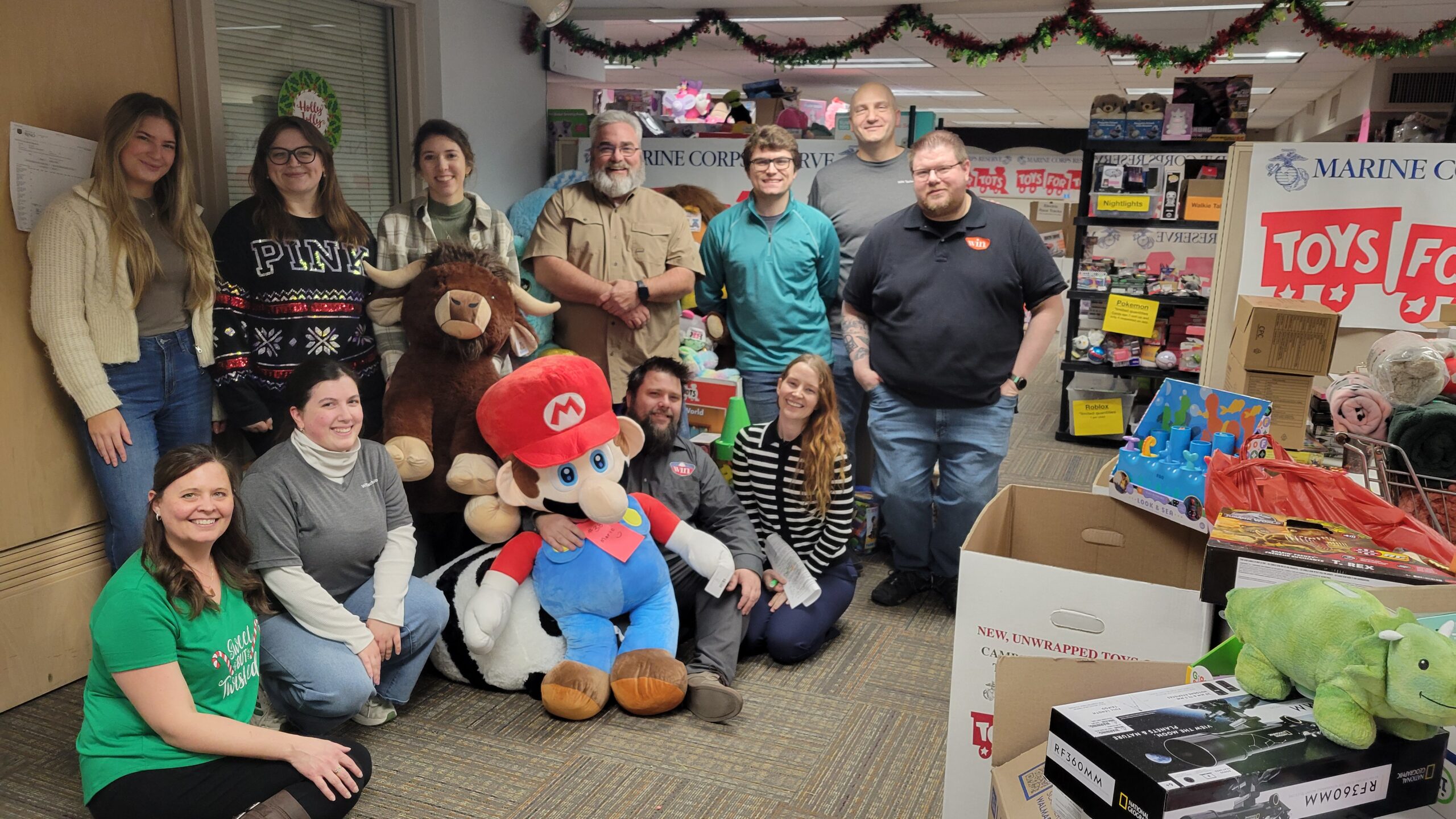 group volunteering at toys for tots