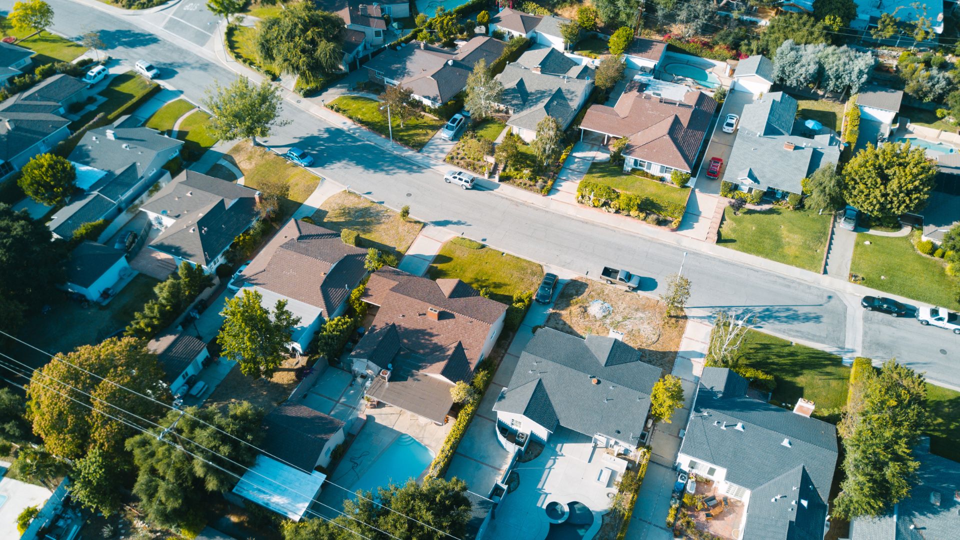 Aerial view of homes in a neighborhood