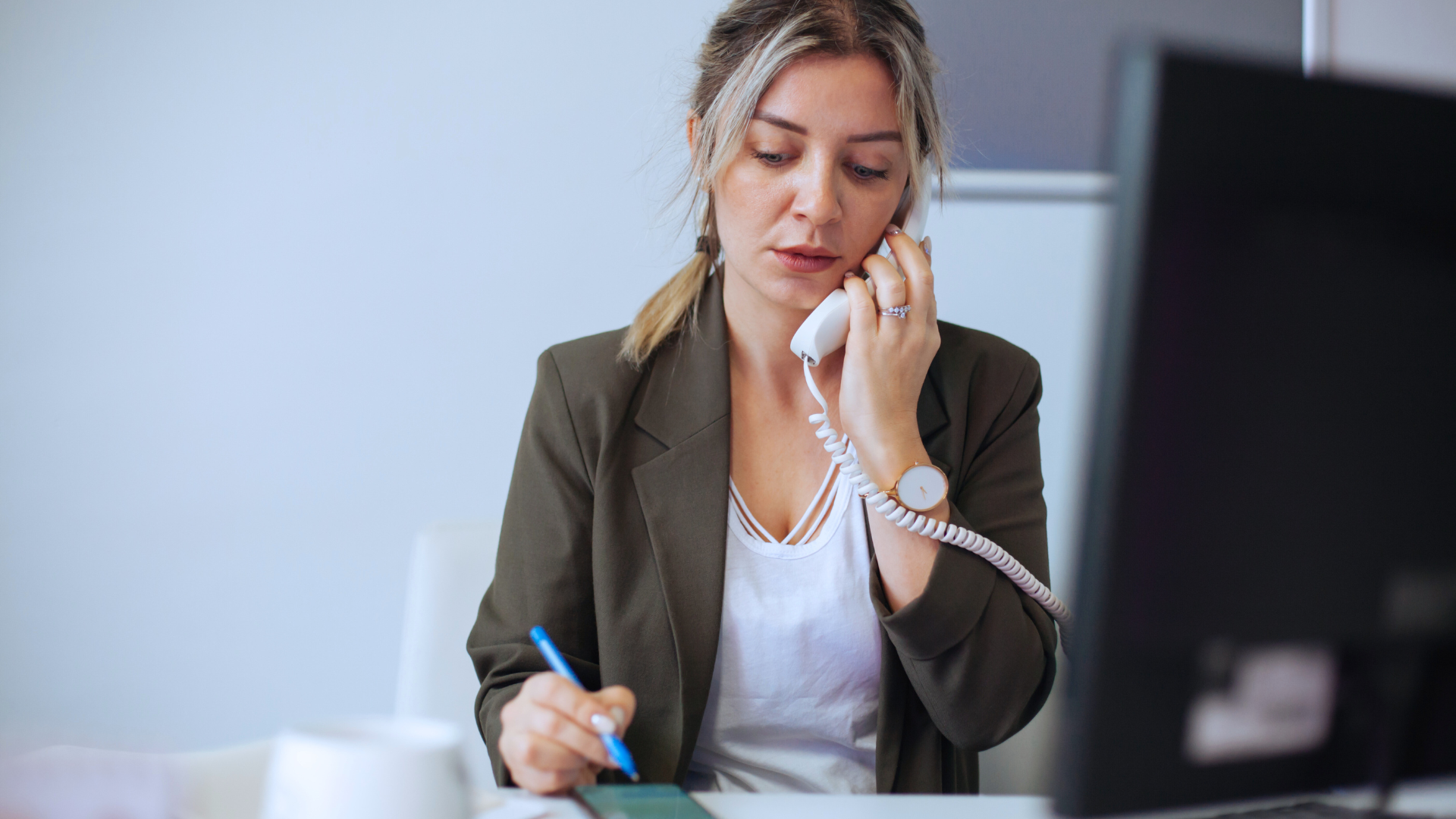 woman using a voice solution